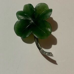 Jade Leaf Brooch 585 Stamped
